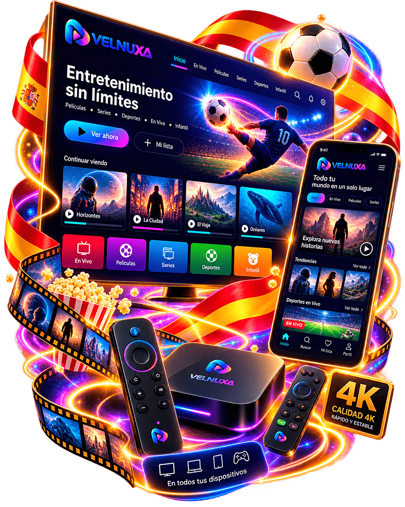 Servicio IPTV de Velnuxa para televisión, móvil y TV Box